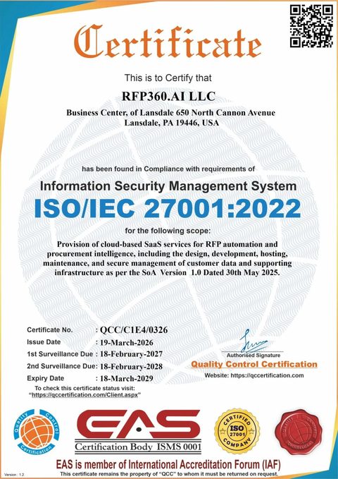 ISO/IEC 27001:2022 Information Security Management System Certificate
